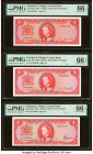 Trinidad & Tobago Central Bank of Trinidad and Tobago 1 Dollar 1964 Pick 26a; 26b; 26c Three Examples PMG Gem Uncirculated 66 EPQ (3). HID09801242017 ...
