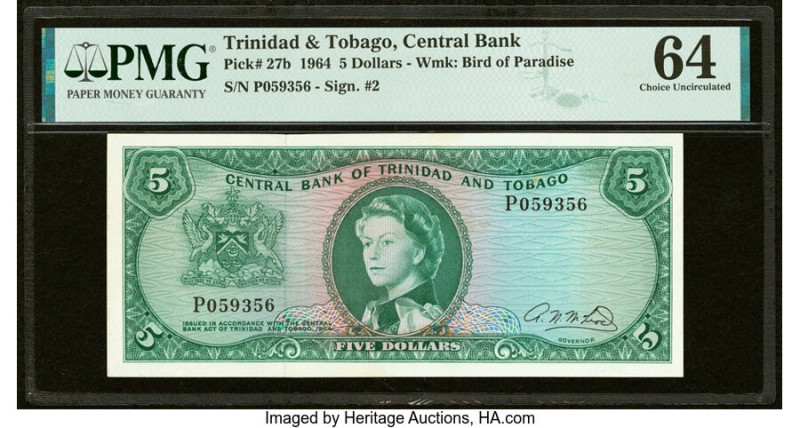 Trinidad & Tobago Central Bank of Trinidad and Tobago 5 Dollars 1964 Pick 27b PM...