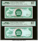 Trinidad & Tobago Central Bank of Trinidad and Tobago 5 Dollars 1964 (ND 1977) Pick 31a; 31b Two Examples PMG Superb Gem Unc 67 EPQ (2). HID0980124201...