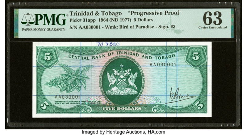 Trinidad & Tobago Central Bank of Trinidad and Tobago 5 Dollars 1964 (ND 1977) P...