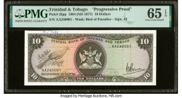 Trinidad & Tobago Central Bank of Trinidad and Tobago 10 Dollars 1964 (ND 1977) Pick 32pp Progressive Proof PMG Gem Uncirculated 65 EPQ. HID0980124201...