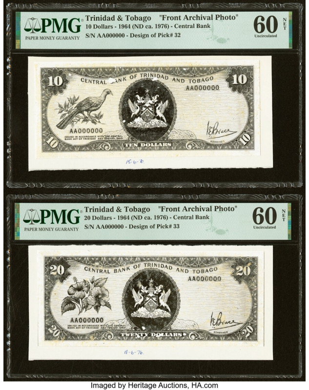 Trinidad & Tobago Central Bank of Trinidad and Tobago 10; 20 Dollars ND (ca. 197...