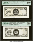 Trinidad & Tobago Central Bank of Trinidad and Tobago 10; 20 Dollars ND (ca. 1973) Design of Pick 33; 32 Front and Back Archival Photographs PMG Uncir...