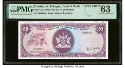 Trinidad & Tobago Central Bank of Trinidad and Tobago 20 Dollars 1964 (ND 1977) Pick 33s Specimen PMG Choice Uncirculated 63. Previously mounted. HID0...