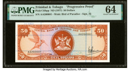 Trinidad & Tobago Central Bank of Trinidad and Tobago 50 Dollars ND (1977) Pick 34bpp Progressive Proof PMG Choice Uncirculated 64. Printer's annotati...