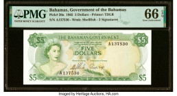 Bahamas Bahamas Government 5 Dollars 1965 Pick 20a PMG Gem Uncirculated 66 EPQ. HID09801242017 © 2022 Heritage Auctions | All Rights Reserved