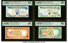Bahrain Monetary Agency 5; 10 Dinars 1973 (ND 1998) Pick 20b; 21b Two Examples PMG Choice Uncirculated 64; Gem Uncirculated 66 EPQ; Sudan Bank of Suda...