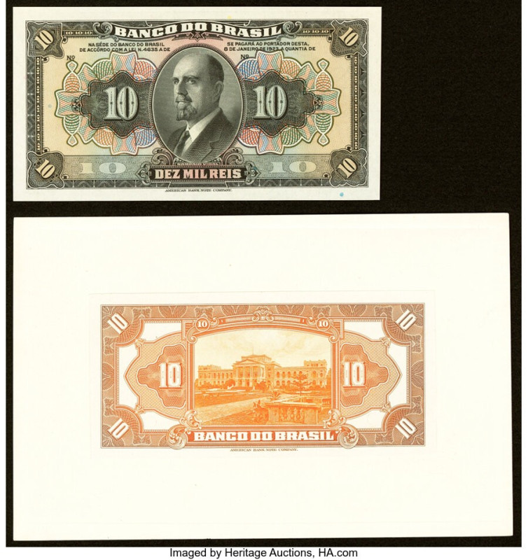 Brazil Banco do Brasil 10 Mil Reis 8.1.1923 Pick 114fp; 114bp Front and Back Pro...