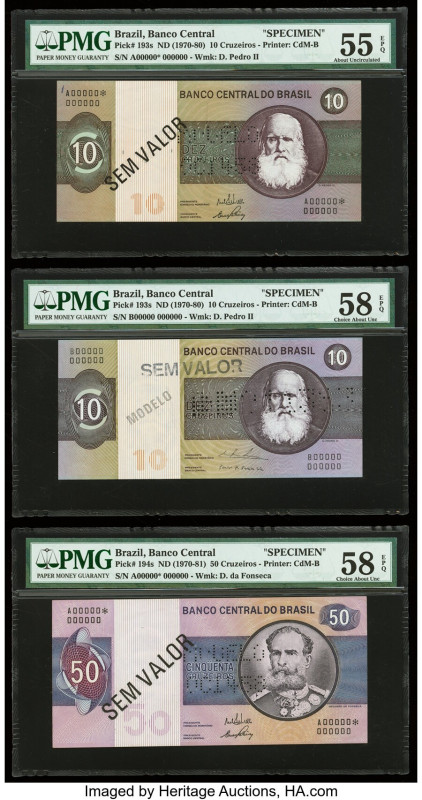 Brazil Banco Central Do Brasil Group Lot of 6 Graded Specimen PMG Gem Uncirculat...