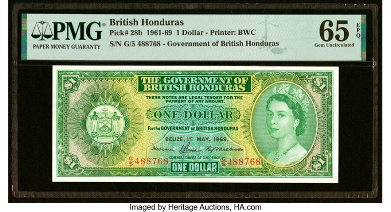 British Honduras Government of British Honduras 1 Dollar 1.5.1969 Pick 28b PMG G...