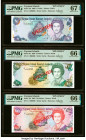 Cayman Islands Monetary Authority 1; 5; 10 Dollars (2005-2006) Pick 33s; 34s; 35s Three Specimen PMG Gem Uncirculated 66 EPQ (2); Superb Gem Unc 67 EP...