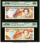 Cayman Islands Monetary Authority 25; 100 Dollars 2006 Pick 36s; 37s Two Specimen PMG Choice About Unc 58 EPQ; Gem Uncirculated 66 EPQ. HID09801242017...