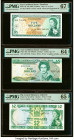 East Caribbean States Currency Authority, Dominica 5 Dollars ND (1965) Pick 14j PMG Superb Gem Unc 67 EPQ; Fiji Central Monetary Authority 2 Dollars N...