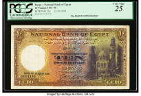 Egypt National Bank of Egypt 10 Pounds 13.10.1939 Pick 23a PCGS Very Fine 25. Small edge in right margin and minor rust rust stains on back. HID098012...