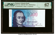 Finland Finlands Bank 1000 Markkaa 1986 (ND 1991) Pick 117a PMG Superb Gem Unc 67 EPQ. HID09801242017 © 2022 Heritage Auctions | All Rights Reserved