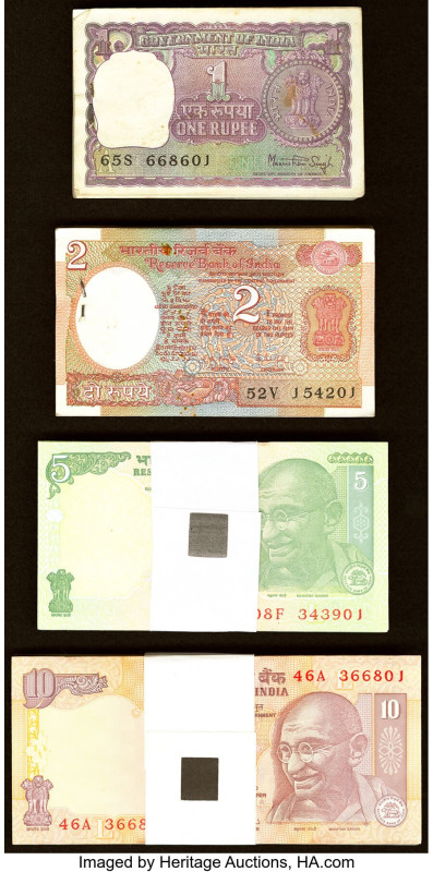 India Government of India 1 Rupee 1980 Pick 77x Jhun6.1.8.1.E Pack of 100 Notes ...