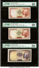 Iran Bank Melli 5 (2); 10 Rials ND (1938) Pick 32Aa; 32Ae; 33Aa Three Examples PMG Extremely Fine 40 EPQ (2); About Uncirculated 50 EPQ. HID0980124201...