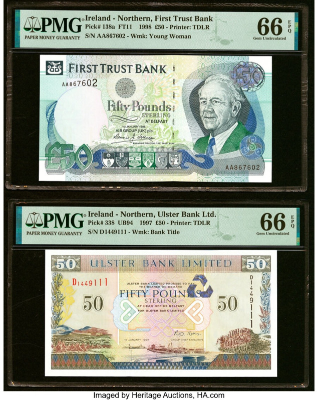 Ireland - Northern First Trust Bank 50 Pounds 1.1.1998 Pick 138a PMG Gem Uncircu...