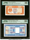 Libya Central Bank of Libya 1/4 Dinar ND (1972) Pick 33b PMG Gem Uncirculated 66 EPQ; Mauritania Banque Centrale de Mauritanie 1000 Ouguiya 28.11.1993...
