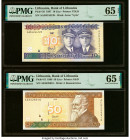 Lithuania Bank of Lithuania 10; 50 Litu (1997-1998) Pick 59; 61 Two Examples PMG Gem Uncirculated 65 EPQ (2). HID09801242017 © 2022 Heritage Auctions ...