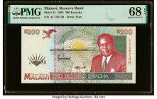 Malawi Reserve Bank of Malawi 200 Kwacha 1.6.1995 Pick 35 PMG Superb Gem Unc 68 EPQ. HID09801242017 © 2022 Heritage Auctions | All Rights Reserved