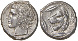 SICILIA Leontini - Tetradramma (circa 430-420 a.C.) testa laureata di Apollo a s. - R/ Testa di leone a s. - S. ANS 257 AG (g 17,52)
SPL+