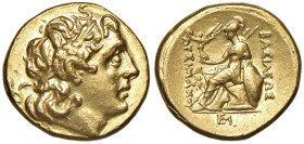 REGNO DELLA TRACIA Lisimaco (305-281 a.C.) Statere (Alessandria nella Troade, circa 300-280 a.C.) Testa divinizzata a d. di Alessandro - R/ Atena sedu...