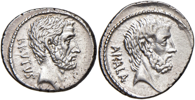 Junia - M. Junius Brutus - Denario (54 a.C.) Testa di L. Junius Brutus a d. - R/...