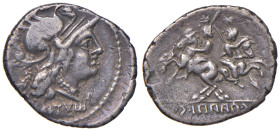 Guerre Sociali (91-87 a.C.) Denario C. Papius C. F. Mutilus (circa 90 a.C.) Testa dell'Italia a d. - R/ I Dioscuri a cavallo - Campana 3/4 AG (g 3,64)...