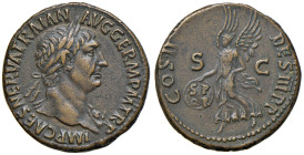 Traiano (98-117) Asse - Busto laureato a d. - R/ La vittoria in volo a s. - RIC 408 AE (g 12,11)
BB
