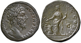 Marco Aurelio (161-180) Sesterzio -Testa laureata a d. - R/ La Salute stante a s. - RIC 964 AE (g 24,15) Ex InAsta, asta 61, lotto 424
SPL