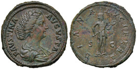 Faustina II (moglie di Marco Aurelio) Sesterzio - Busto a d. - R/ Diana stante a d. - RIC 1630 AE (g 22,87) Modesti ritocchi e qualche piccola corrosi...