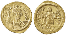 Focas (602-610) Solido (Constantinopoli) Busto di fronte - R/ Angelo stante di fronte - Sear 620 AU (g 4,27) Minimi graffietti
SPL