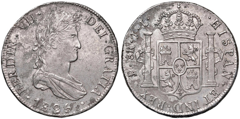 BOLIVIA Fernando VII (1808-1824) 8 Reales 1825 - KM 84 AG (g 26,94) Porosità mar...