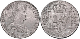 BOLIVIA Fernando VII (1808-1824) 8 Reales 1825 - KM 84 AG (g 26,94) Porosità marginale
BB+