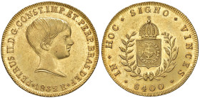 BRASILE Pietro II (1831-1889) 6.400 Reis 1832 - KM 387; Fr. 115 AU (g 14,38) Segnetti al D/
FDC