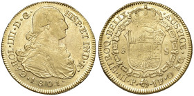 COLOMBIA Carlo IV (1788-1808) 8 Escudos 1801 P - Fr. 52 AU (g 26,83) Graffietti, metallo brillante
qSPL
