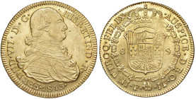 COLOMBIA Fernando VII (1808-1824) 8 Escudos 1813 P - Fr. 61 AU (g 26,84) Graffietti, metallo brillante
SPL+