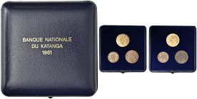 CONGO / KATANGA 5 Franchi in oro e saggio in bronzo, Franco in bronzo 1961 - Lotto di tre monete in AU (g 13,16) e AE (g 6,60 e 4,77), l'esemplare in ...