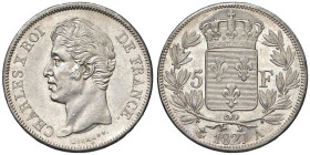 FRANCIA Carlo X (1824-1830) 5 Franchi 1827 A - Gad. 644; KM 728.1 AG (g 24,93) Hairlines
FDC