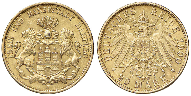 GERMANIA Amburgo 20 Marchi 1900 - KM 618 AU (g 7,99)
BB/SPL