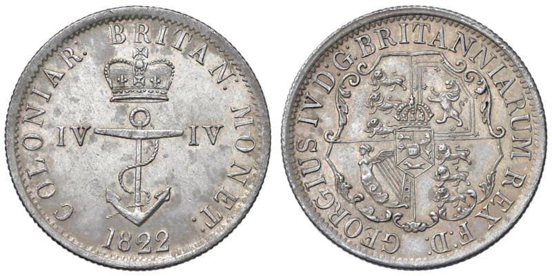 INDIE BRITANNICHE Giorgio IV (1820-1830) Quarto di dollaro 1822 - KM 3 AG (g 6,7...