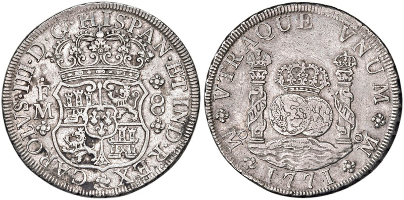 MESSICO Carlo III (1759-1788) 8 Reales 1771 - KM 105 AG (g 26,70) Macchie al D/,...