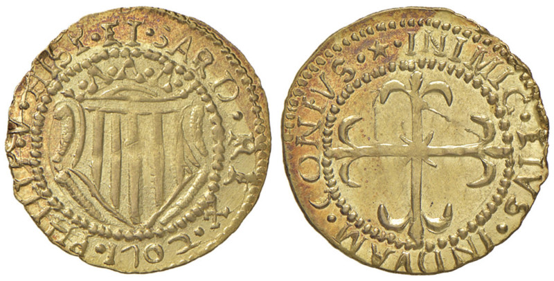 CAGLIARI Filippo V (1700-1719) Scudo d’oro 1702 - MIR 93/2 AU (g 3,20)
FDC