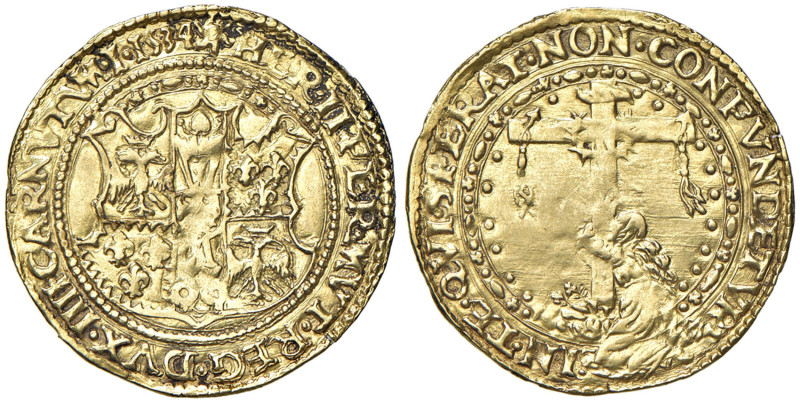 FERRARA Ercole II (1534-1559) Scudo d'oro 1534 - MIR 286/1 AU (g 3,27) RRR Gli s...