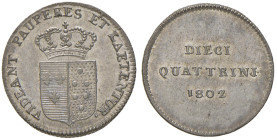 FIRENZE Ludovico I (1801-1803) 10 Quattrini 1802 - MIR 418 AG (g 2,19) RRR Conservazione eccezionale col metallo brillante
FDC