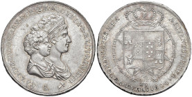 FIRENZE Carlo Ludovico e Maria Luigia (1803-1807) Mezza dena 1804 - MIR 426/2 AG (g 19,67) R Splendido esemplare
qFDC/FDC