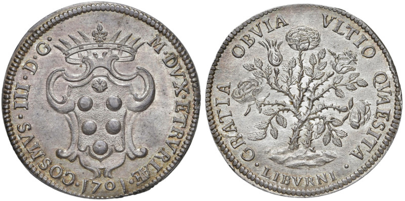 LIVORNO Cosimo III (1670-723) Pezza della rosa 1701 - MIR 66/7 AG (g 26,00) RR E...