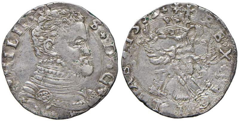 MESSINA Filippo II (1556-1598) 4 Tarì 1559 (?) - MIR 317/4 AG (g 11,67) Ribattut...