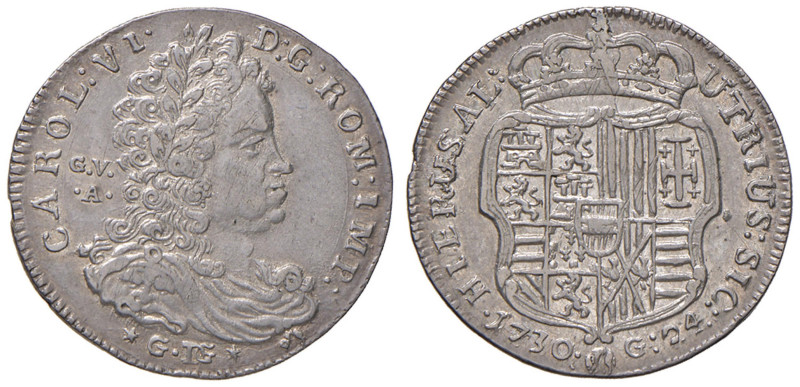 NAPOLI Carlo VI (1711-1734) 24 Grana 1730 - Nomisma 188 AG (g 5,09) RR Minimi gr...